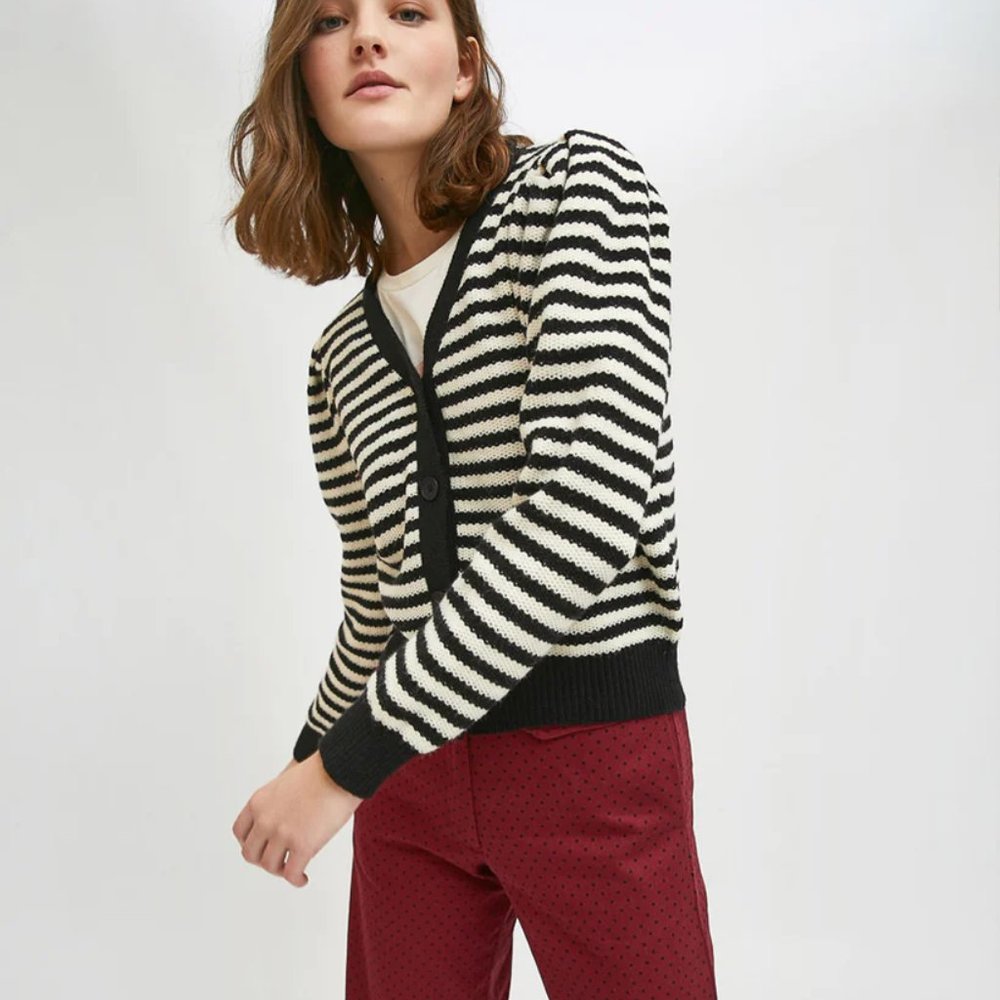NWT Compañía Fantástica Striped Black Cardigan